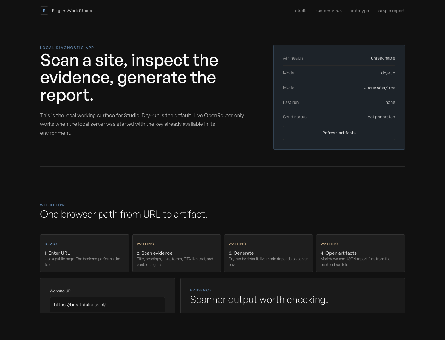 studio.elegant.work diagnostic workflow